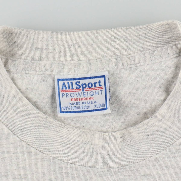 90'S All Sport Message Print T-Shirt, Made in USA, Men's XL (approx.), Vintage cotton gray type Vintage Second Hand