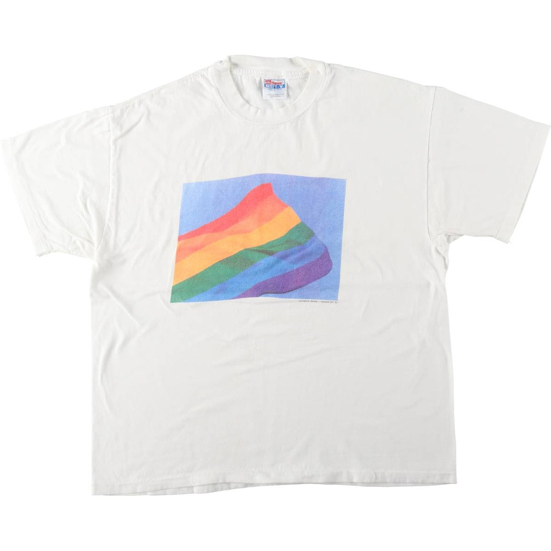 90'S Hanes BEEFY-T Printed T-shirt Made in USA Men's XL Vintage cotton white type Vintage Second Hand