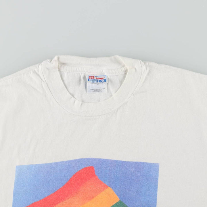 90'S Hanes BEEFY-T Printed T-shirt Made in USA Men's XL Vintage cotton white type Vintage Second Hand