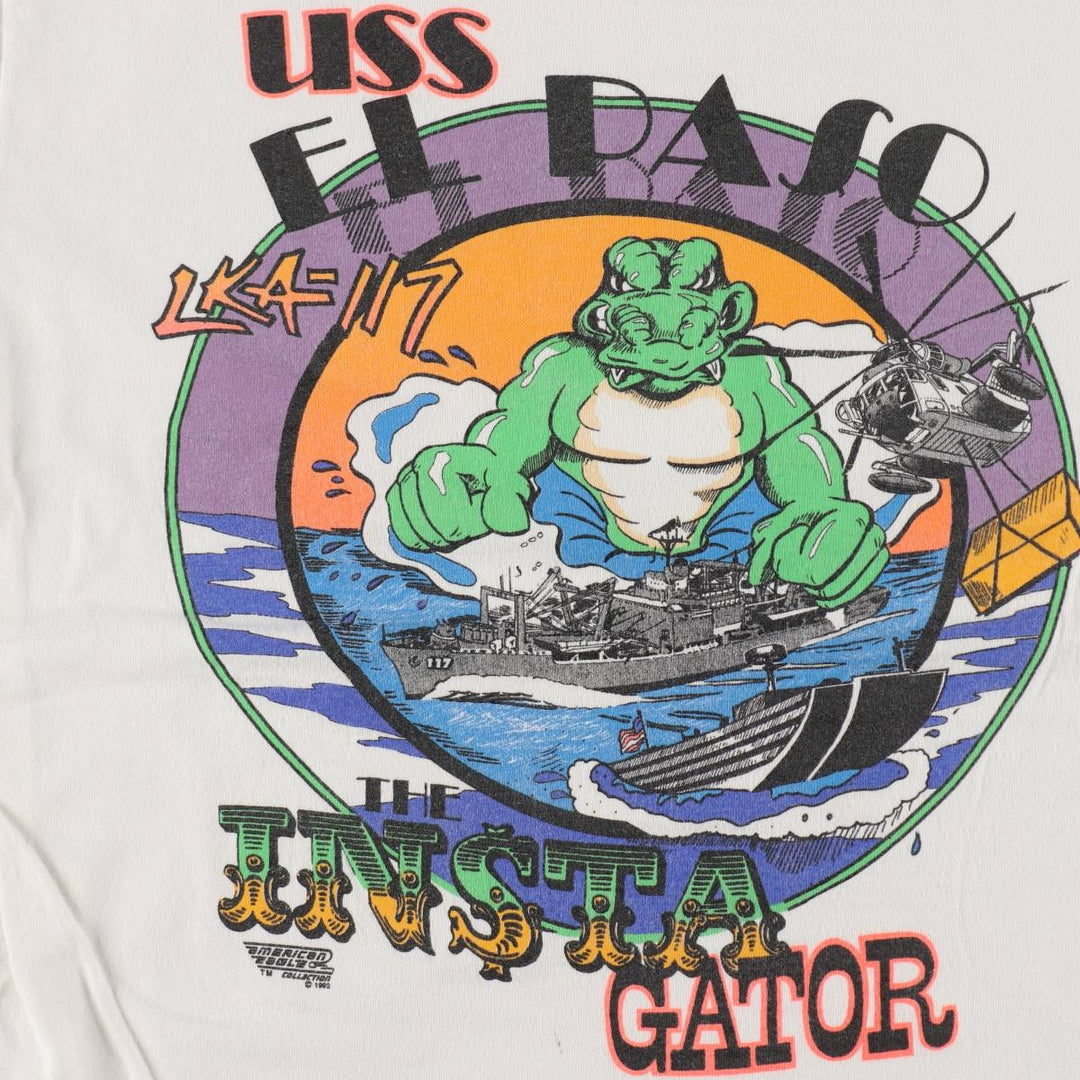 90'S BELTON Military Print T-Shirt, Made in USA, Men's XL equivalent, Vintage cotton white type Vintage Second Hand