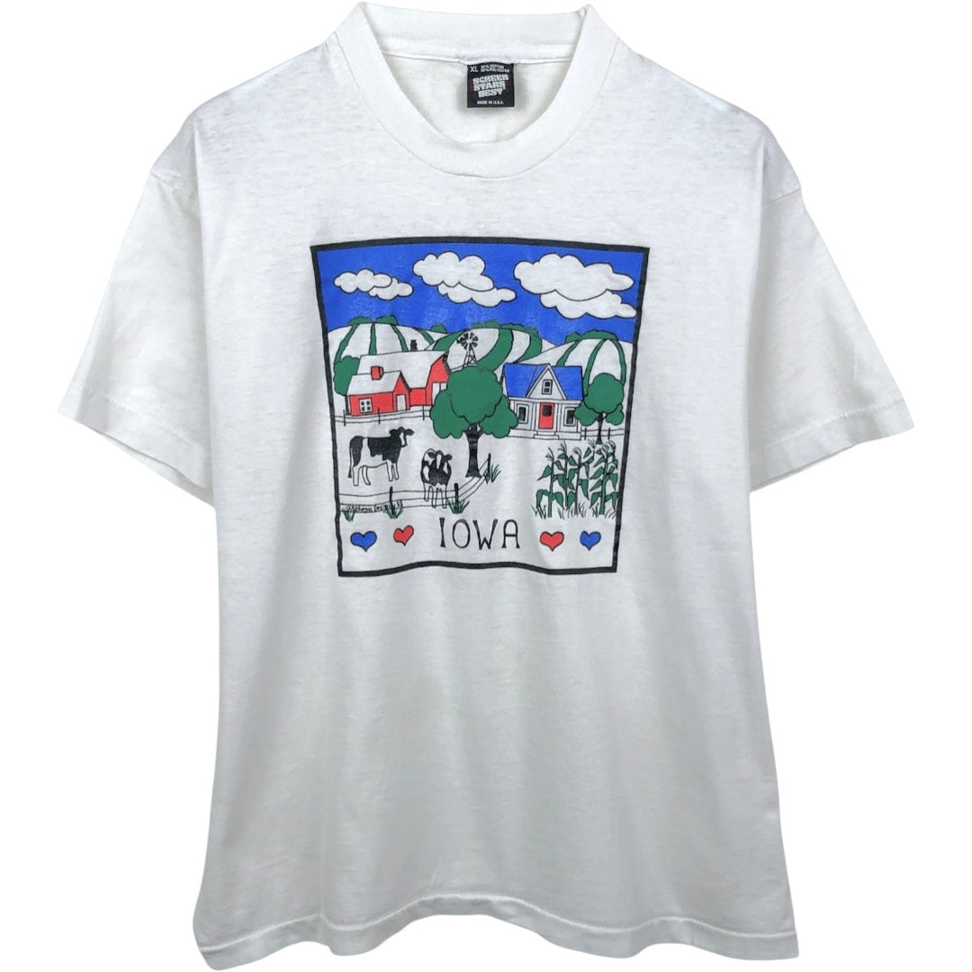 90'S SCREEN STARS Printed T-shirt Made in USA Men's XL Vintage cotton white type Vintage Second Hand