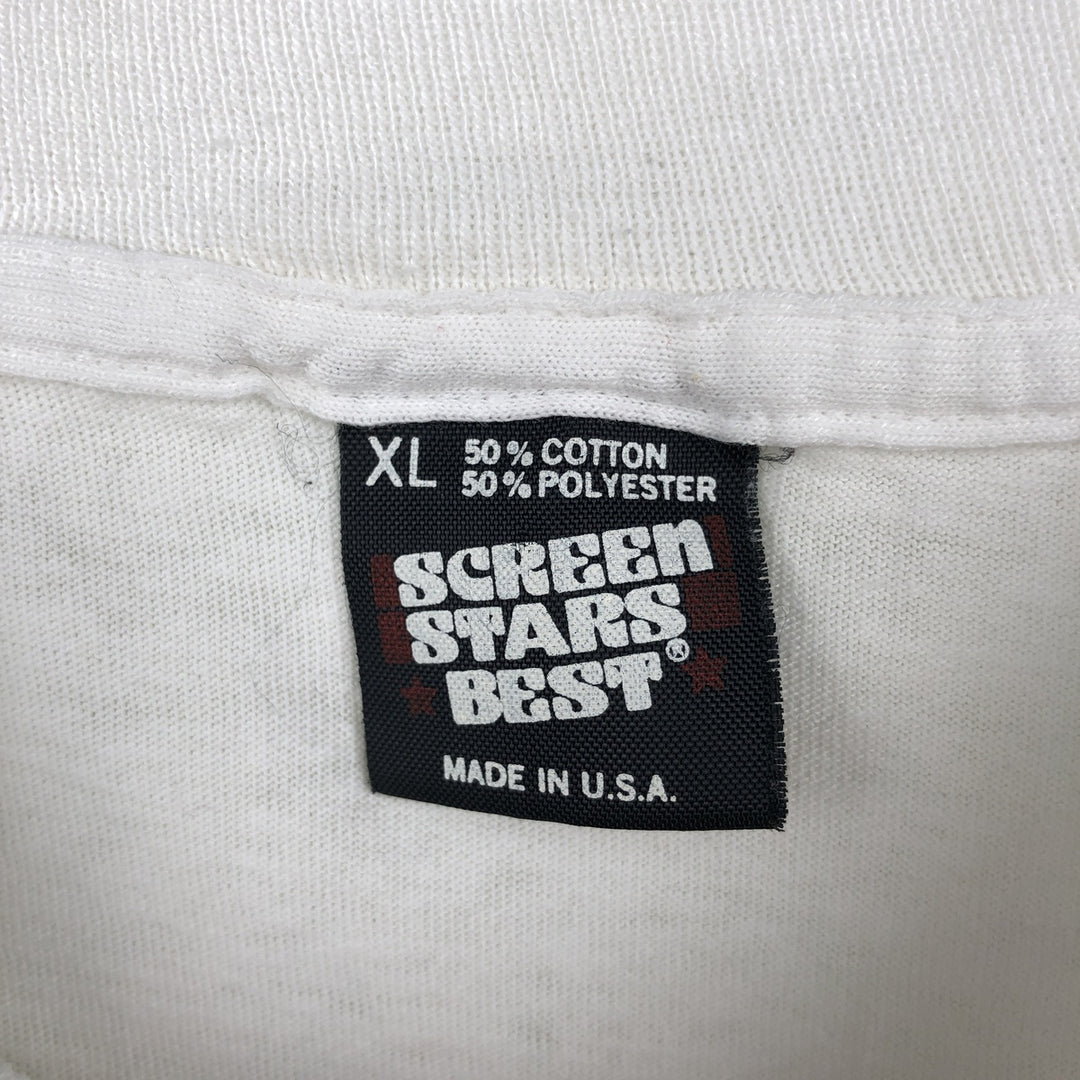 90'S SCREEN STARS Printed T-shirt Made in USA Men's XL Vintage cotton white type Vintage Second Hand