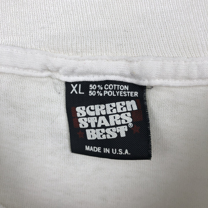 90'S SCREEN STARS Printed T-shirt Made in USA Men's XL Vintage cotton white type Vintage Second Hand