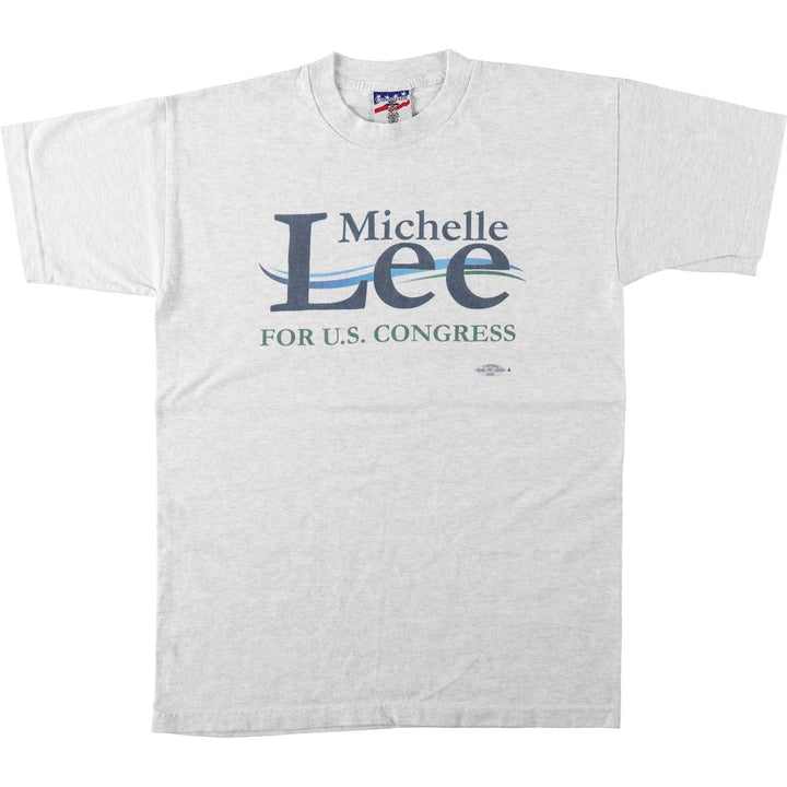 90'S UNION MADE Print T-Shirt, Made in USA, Men's Size M (Equivalent), Vintage cotton gray type Vintage Second Hand