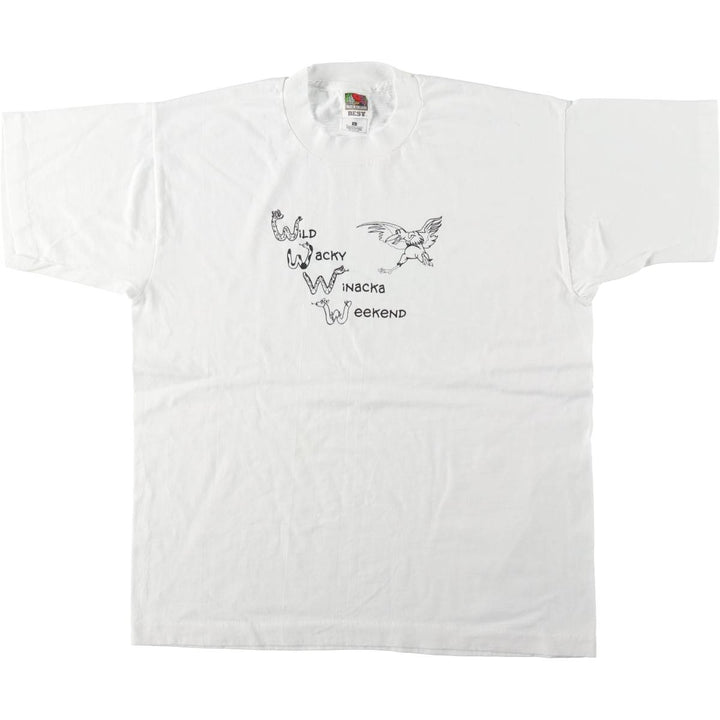 90'S Fruit of the Loom printed T-shirt, men's size L, vintage cotton white type Vintage Second Hand
