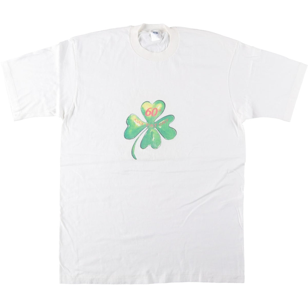 90'S Stafford Print T-Shirt, Made in USA, Men's Size XL (Equivalent), Vintage cotton white type Vintage Second Hand