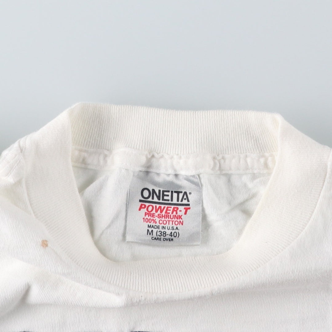 90'S ONEITA Print T-Shirt, Made in USA, Men's Size M (Equivalent), Vintage cotton white type Vintage Second Hand