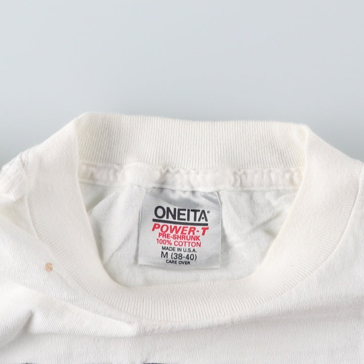 90'S ONEITA Print T-Shirt, Made in USA, Men's Size M (Equivalent), Vintage cotton white type Vintage Second Hand