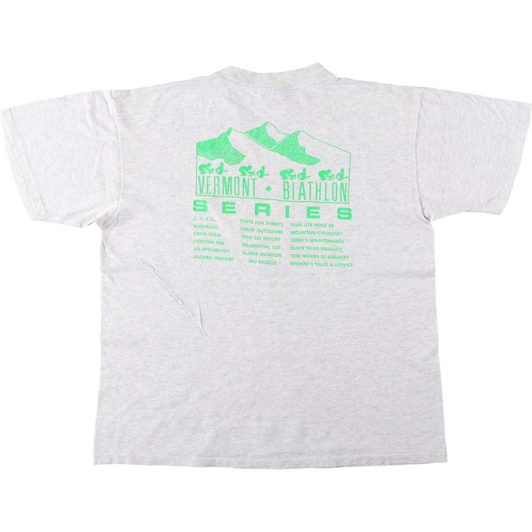 90'S ONEITA Printed T-shirt Made in USA Men's L size Vintage cotton gray type Vintage Second Hand