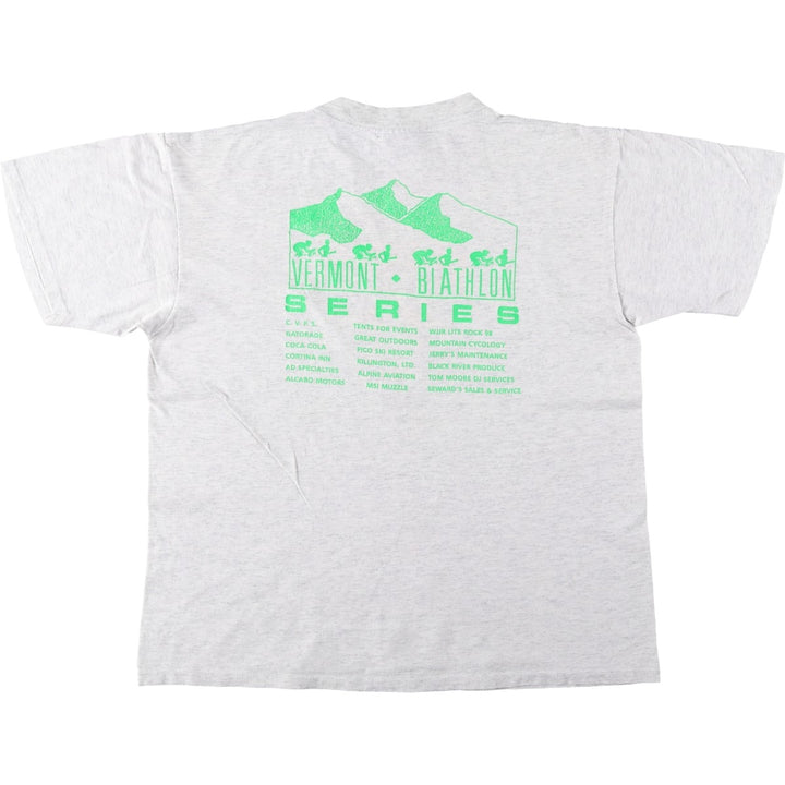 90'S ONEITA Printed T-shirt Made in USA Men's L size Vintage cotton gray type Vintage Second Hand