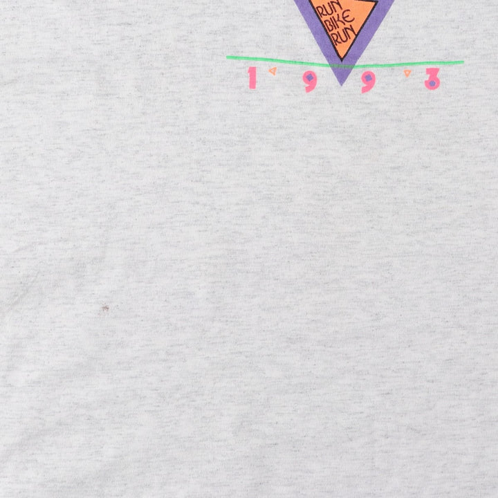 90'S ONEITA Printed T-shirt Made in USA Men's L size Vintage cotton gray type Vintage Second Hand