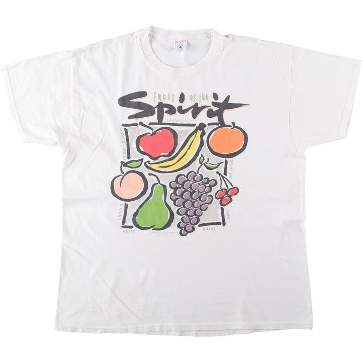 90'S Delta FRUIT OF THE SPIRIT Print T-Shirt, Men's XL (approx.), Vintage cotton white type Vintage Second Hand
