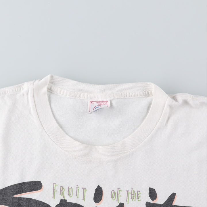 90'S Delta FRUIT OF THE SPIRIT Print T-Shirt, Men's XL (approx.), Vintage cotton white type Vintage Second Hand