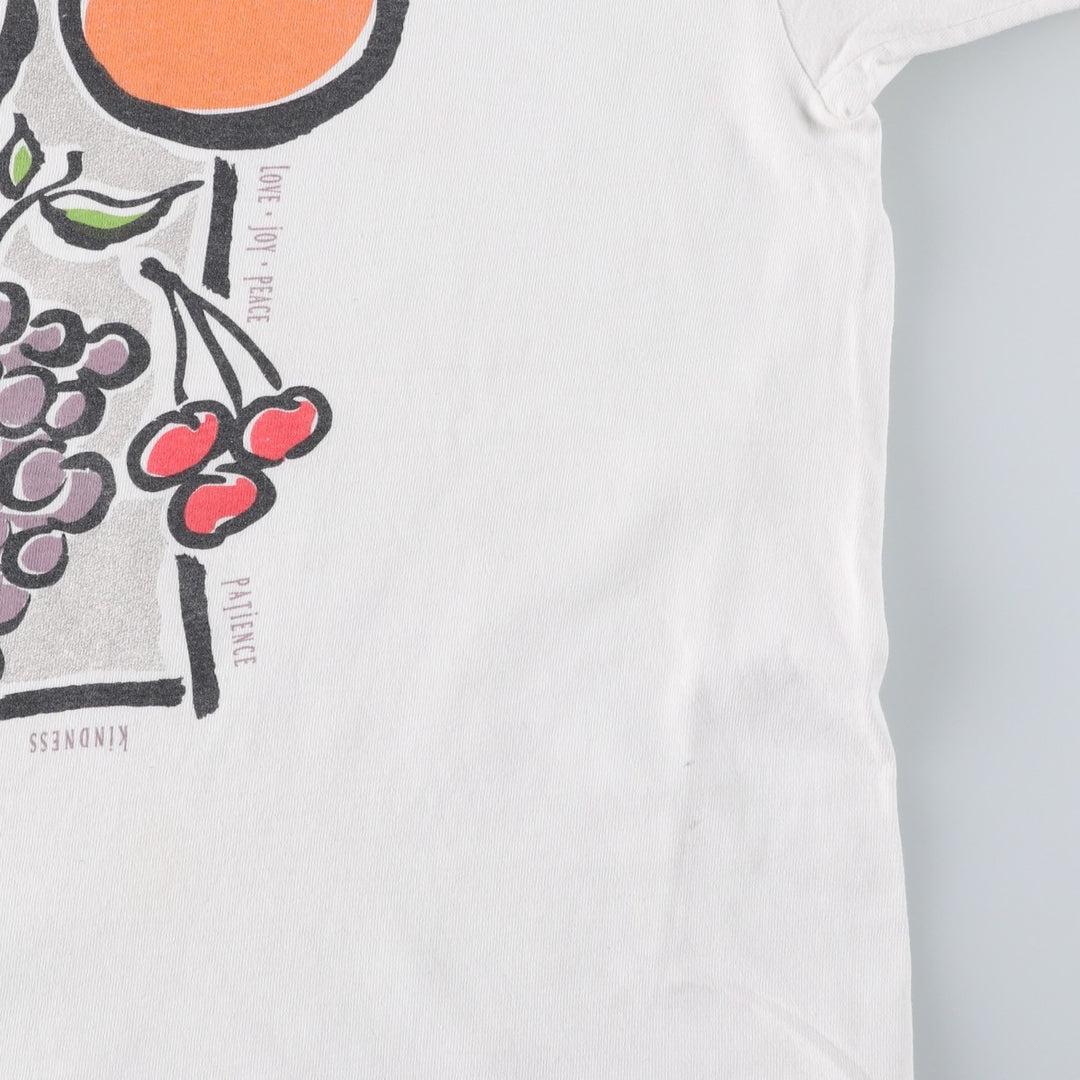 90'S Delta FRUIT OF THE SPIRIT Print T-Shirt, Men's XL (approx.), Vintage cotton white type Vintage Second Hand