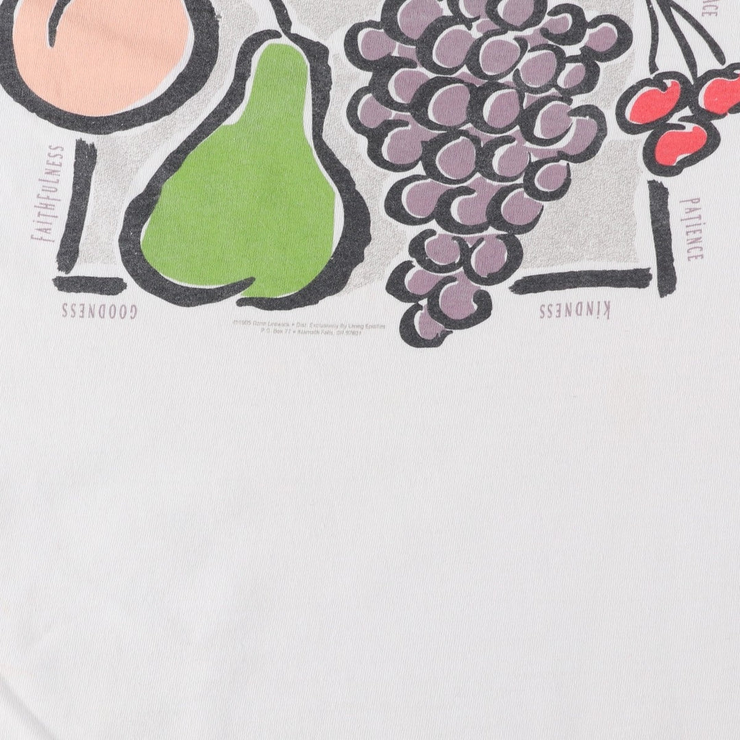 90'S Delta FRUIT OF THE SPIRIT Print T-Shirt, Men's XL (approx.), Vintage cotton white type Vintage Second Hand