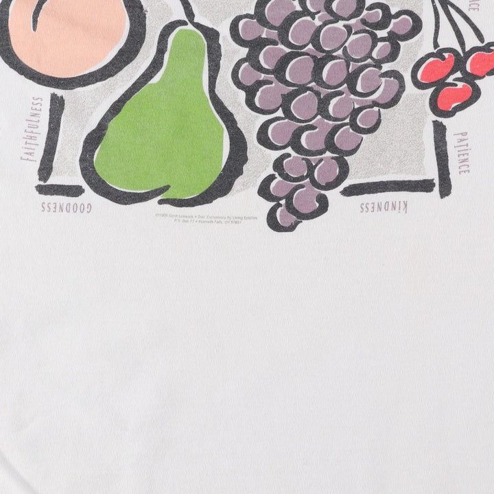 90'S Delta FRUIT OF THE SPIRIT Print T-Shirt, Men's XL (approx.), Vintage cotton white type Vintage Second Hand
