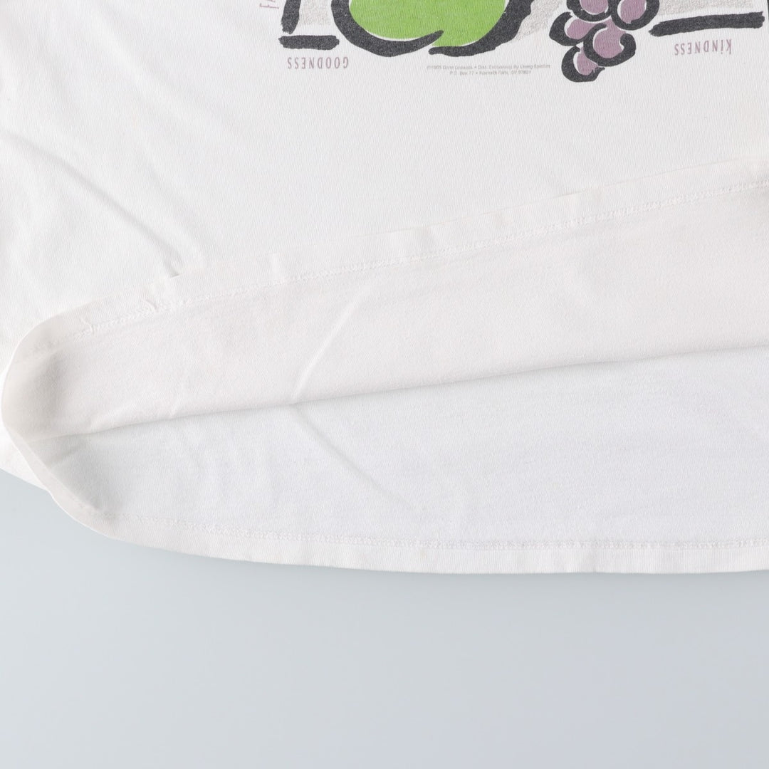 90'S Delta FRUIT OF THE SPIRIT Print T-Shirt, Men's XL (approx.), Vintage cotton white type Vintage Second Hand