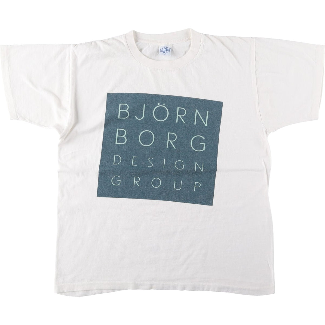 Resort Works BJ?RN BORG DESIGN GROUP Advertising T-Shirt, Made in USA, Men's Size L (equivalent) cotton white type Vintage Second Hand