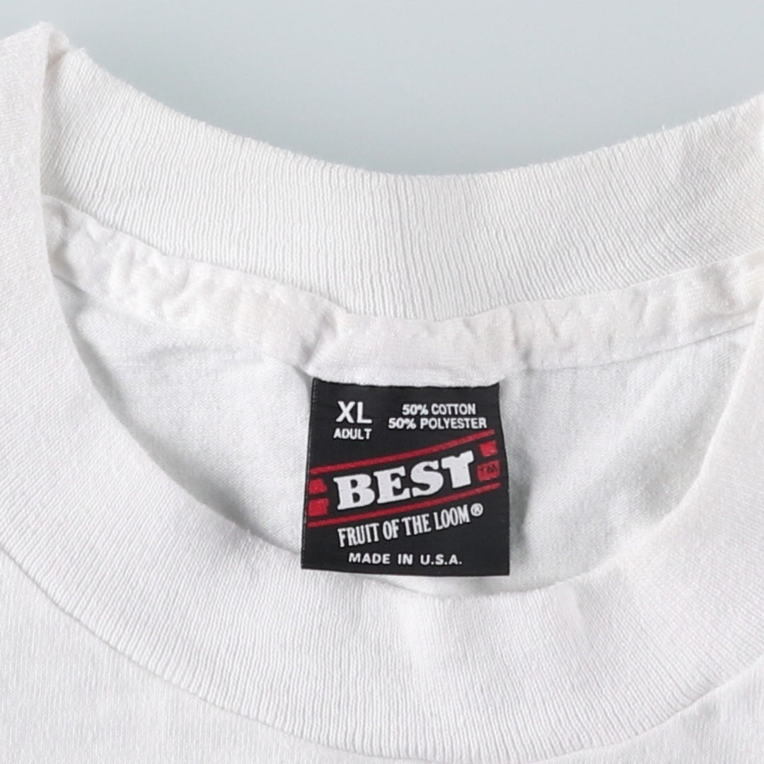 90'S Fruit of the Loom printed T-shirt, made in the USA, men's XL size, vintage cotton white type Vintage Second Hand