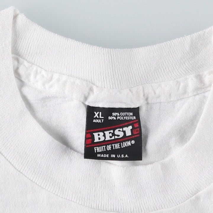 90'S Fruit of the Loom printed T-shirt, made in the USA, men's XL size, vintage cotton white type Vintage Second Hand