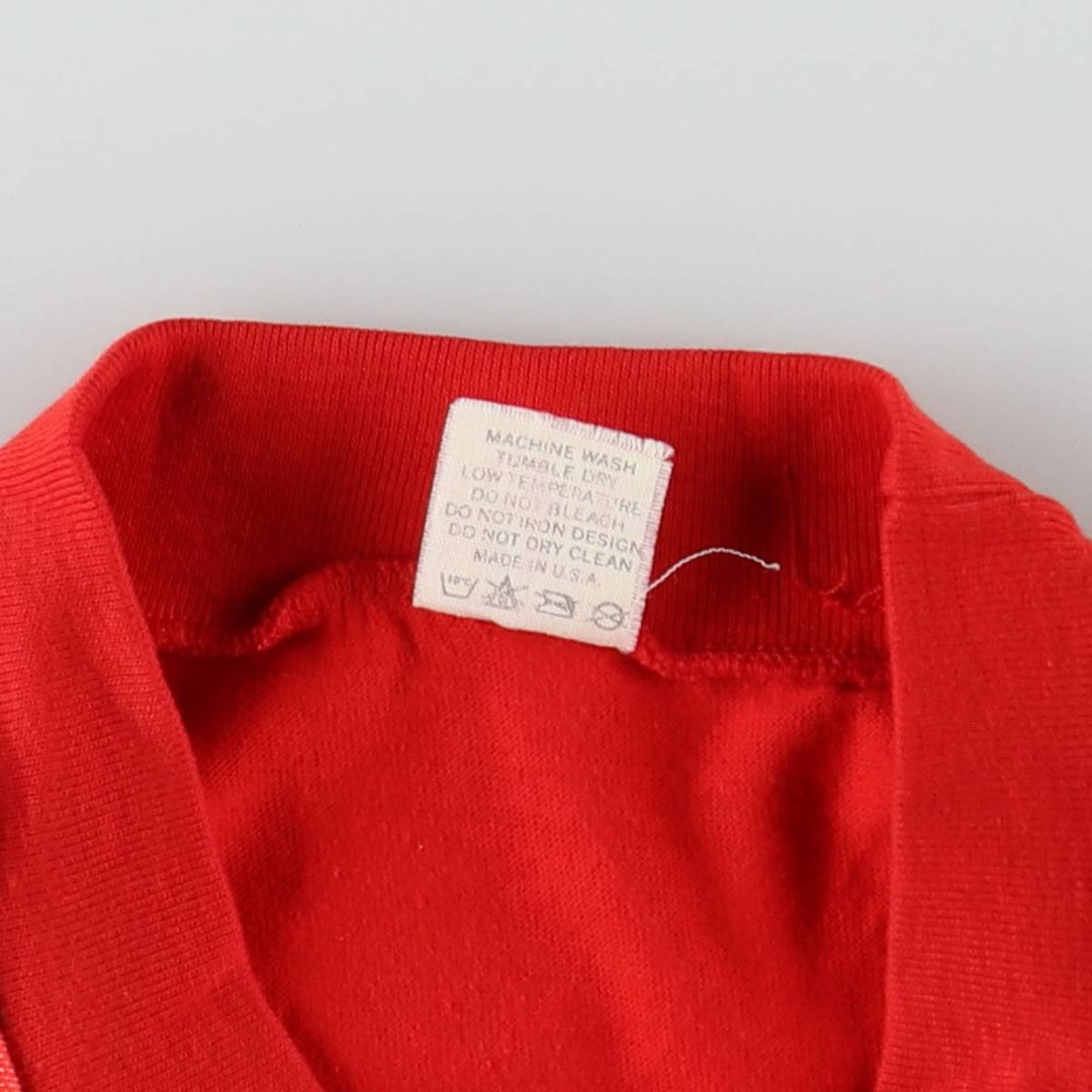 70s-80'S Velva Sheen DEAD SEA FISHING CLUB parody print T-shirt, Made in USA, Men's size L equivalent, Vintage polyester red type Vintage Second Hand