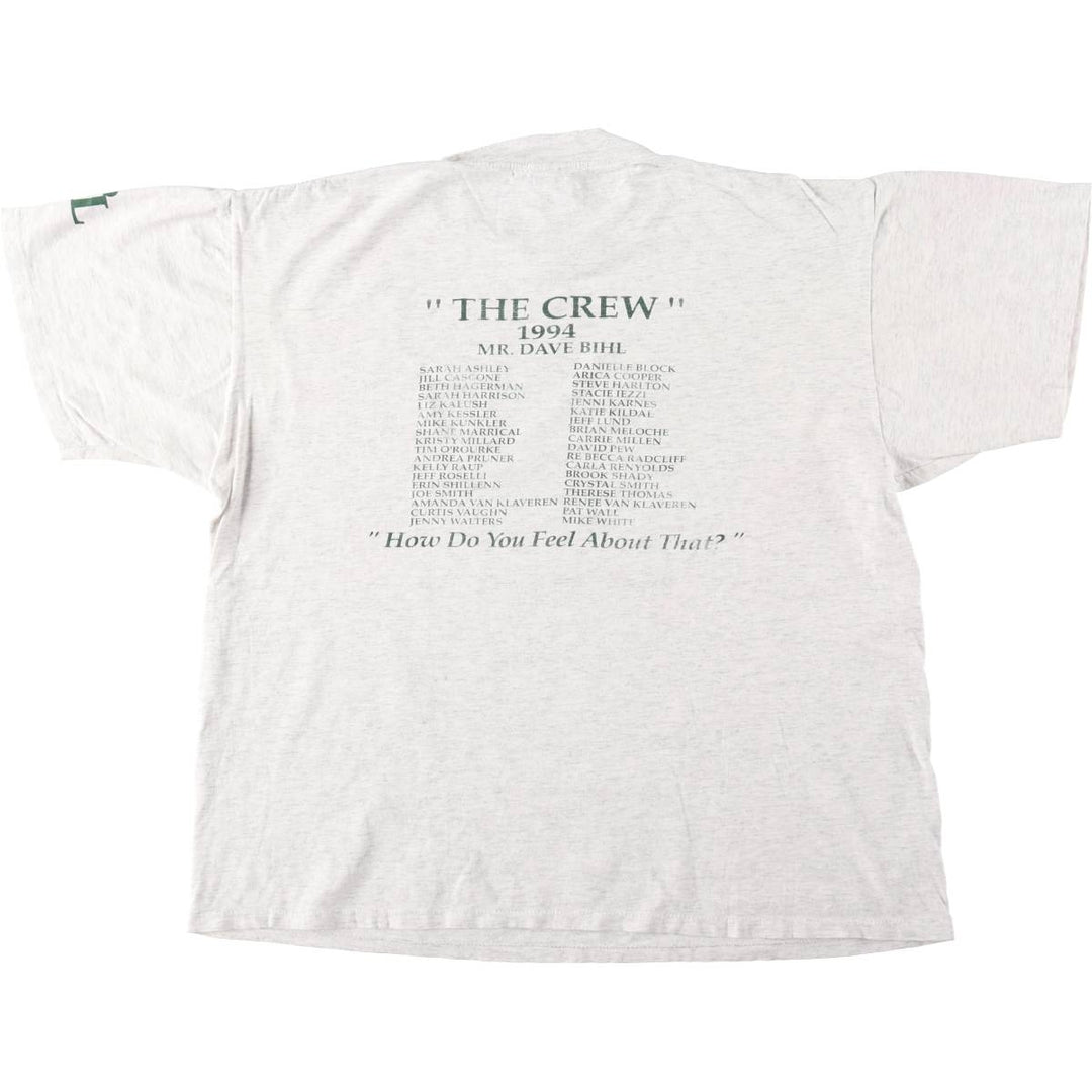 90'S ONEITA PEER LISTENING Print T-Shirt, Made in USA, Men's XL equivalent, Vintage cotton gray type Vintage Second Hand
