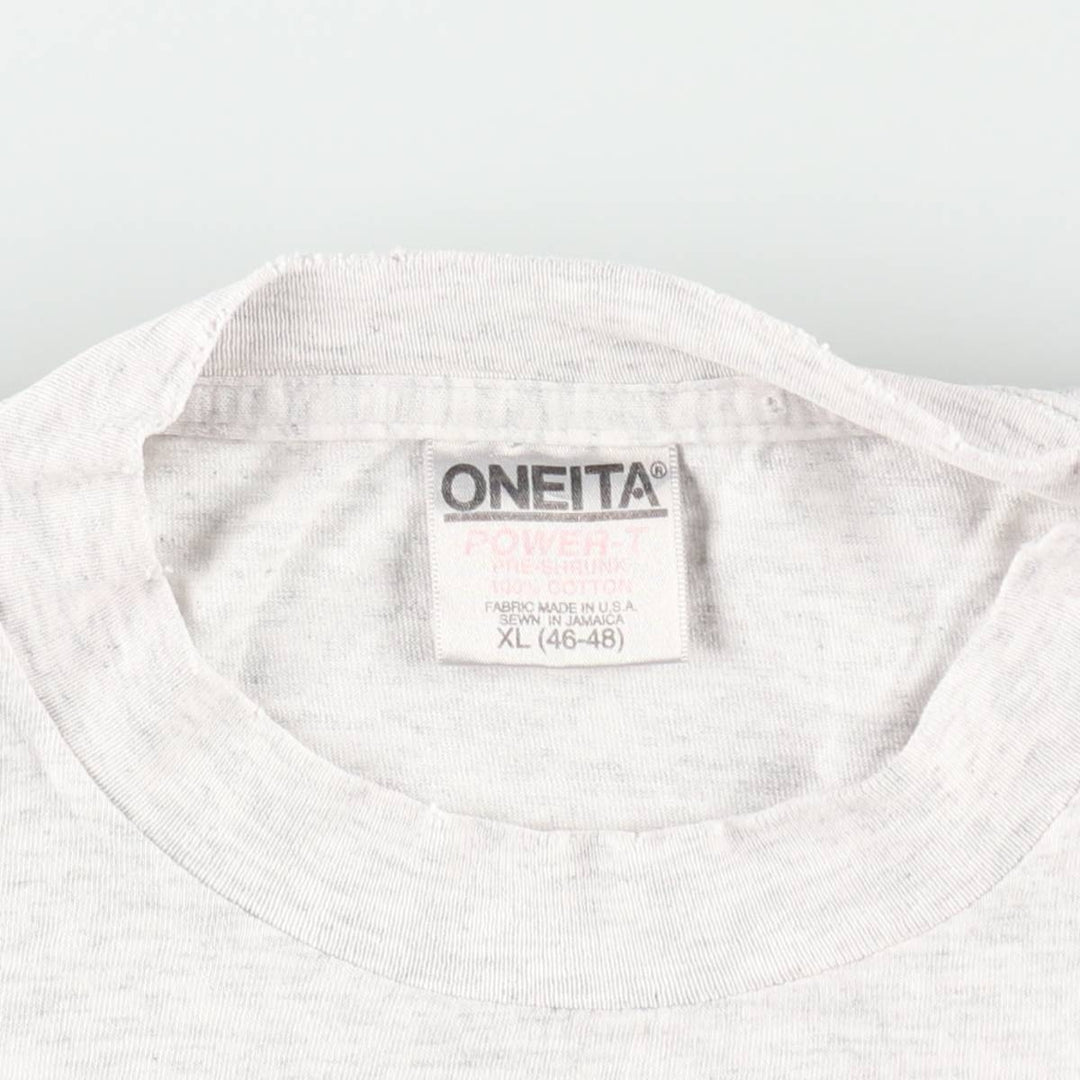 90'S ONEITA PEER LISTENING Print T-Shirt, Made in USA, Men's XL equivalent, Vintage cotton gray type Vintage Second Hand