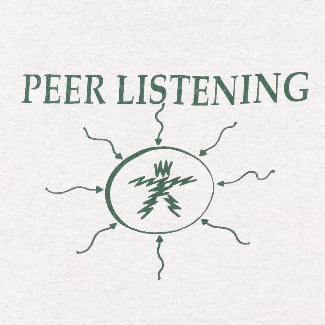 90'S ONEITA PEER LISTENING Print T-Shirt, Made in USA, Men's XL equivalent, Vintage cotton gray type Vintage Second Hand
