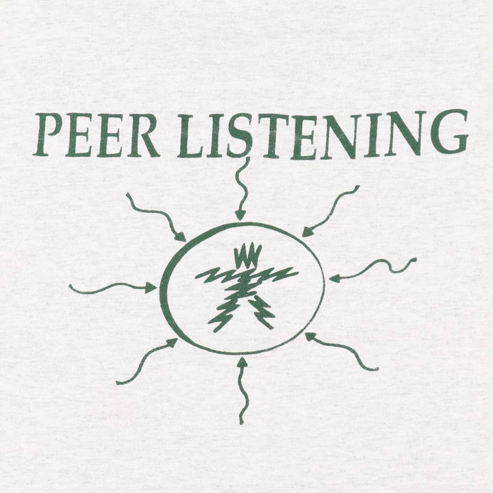 90'S ONEITA PEER LISTENING Print T-Shirt, Made in USA, Men's XL equivalent, Vintage cotton gray type Vintage Second Hand