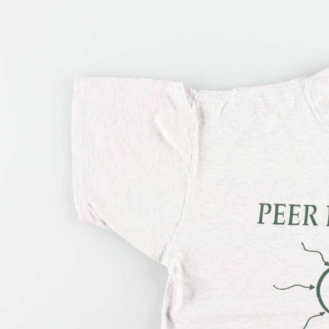 90'S ONEITA PEER LISTENING Print T-Shirt, Made in USA, Men's XL equivalent, Vintage cotton gray type Vintage Second Hand
