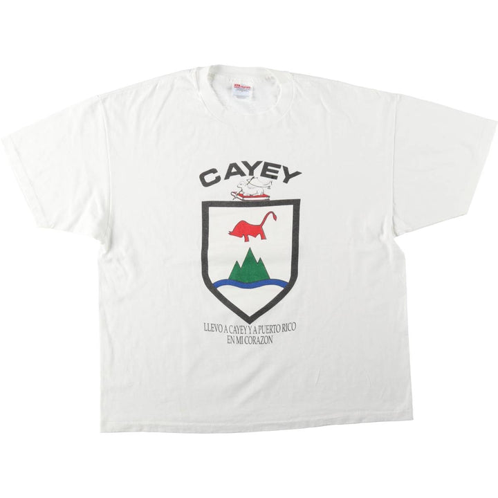 90'S Hanes Cayey Print T-Shirt, Men's XL (approx.), Vintage cotton white type Vintage Second Hand