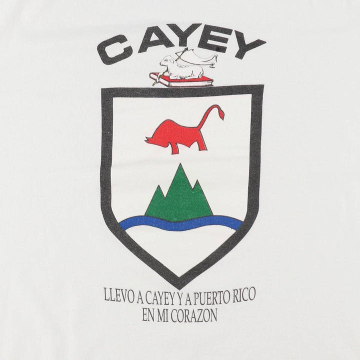 90'S Hanes Cayey Print T-Shirt, Men's XL (approx.), Vintage cotton white type Vintage Second Hand