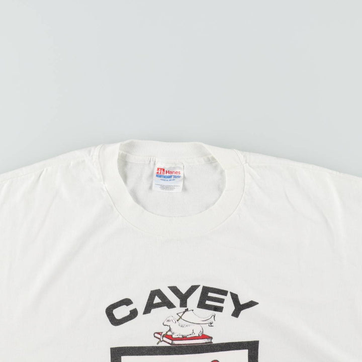 90'S Hanes Cayey Print T-Shirt, Men's XL (approx.), Vintage cotton white type Vintage Second Hand