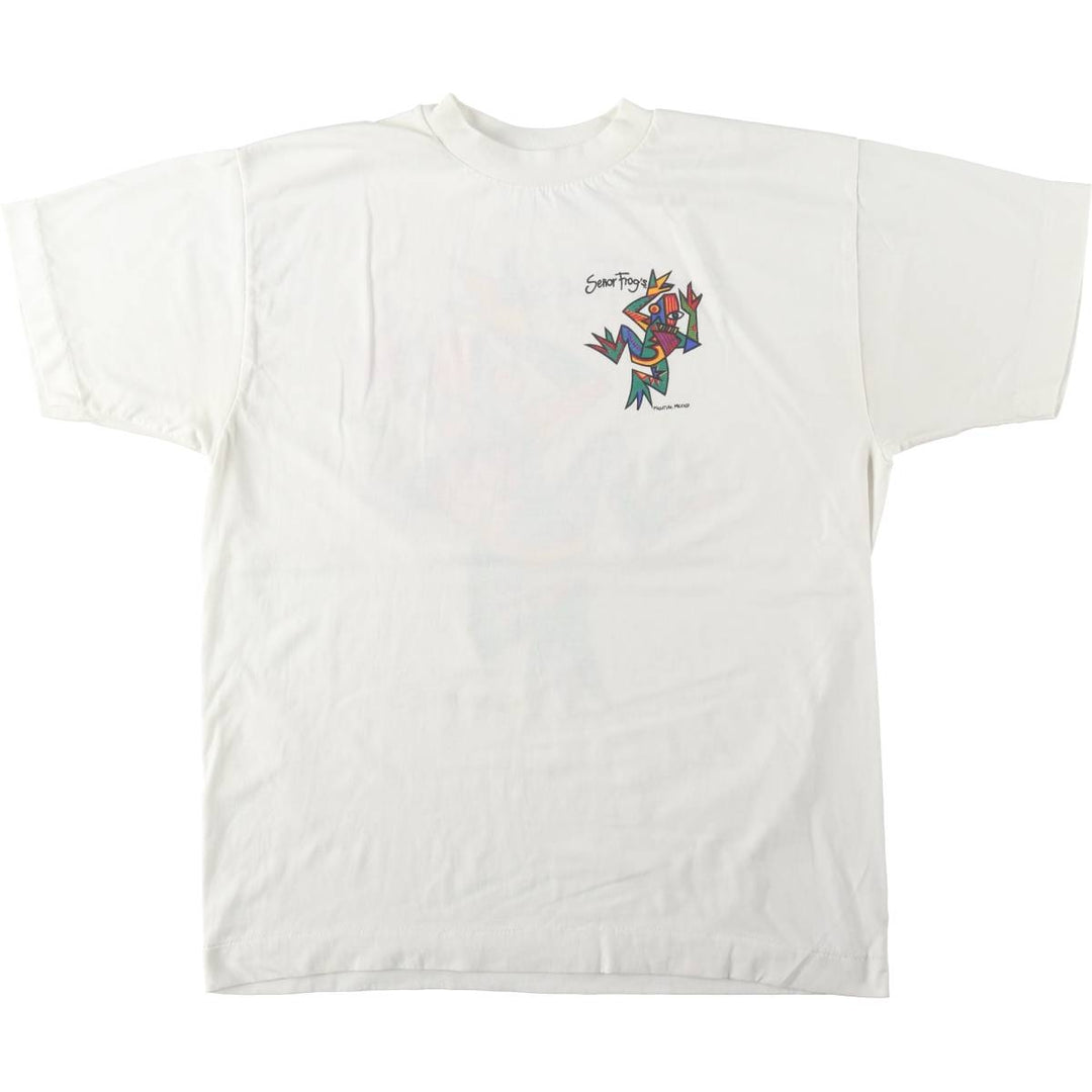 ~90'S Senor Frog's Art T-Shirt, Men's Size L (approx.), Vintage unclear white type Vintage Second Hand
