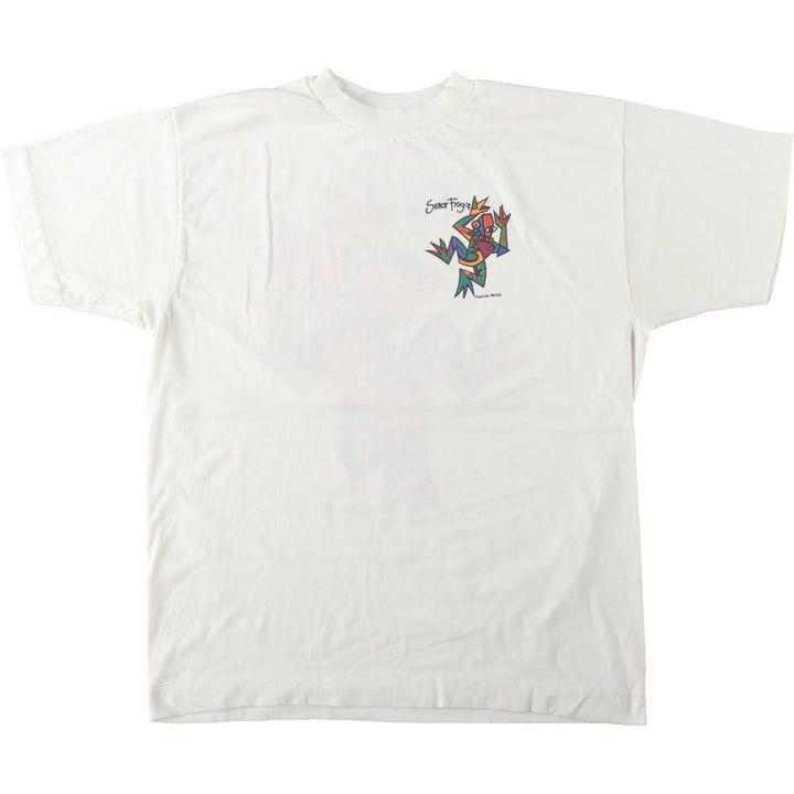 ~90'S Senor Frog's Art T-Shirt, Men's Size L (approx.), Vintage unclear white type Vintage Second Hand
