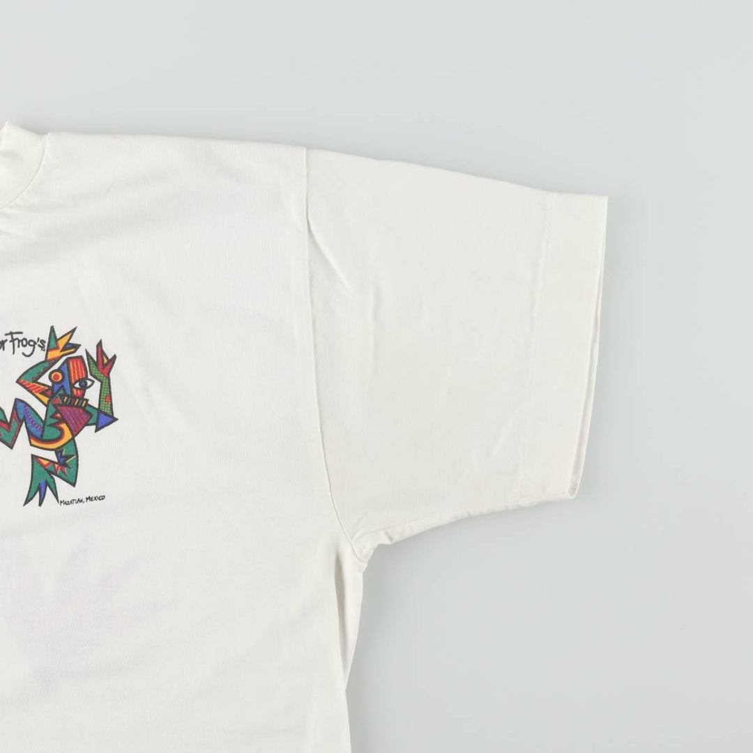 ~90'S Senor Frog's Art T-Shirt, Men's Size L (approx.), Vintage unclear white type Vintage Second Hand