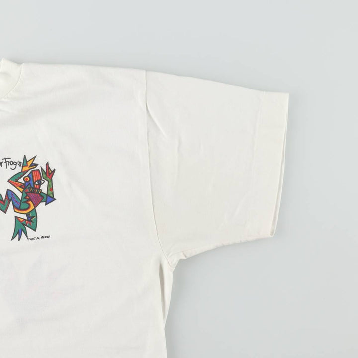 ~90'S Senor Frog's Art T-Shirt, Men's Size L (approx.), Vintage unclear white type Vintage Second Hand