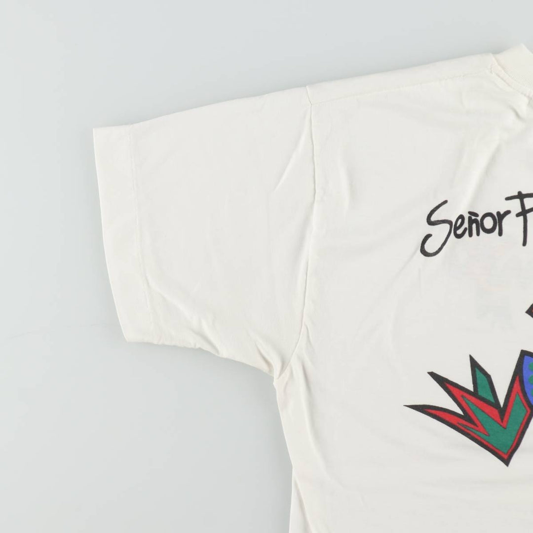 ~90'S Senor Frog's Art T-Shirt, Men's Size L (approx.), Vintage unclear white type Vintage Second Hand