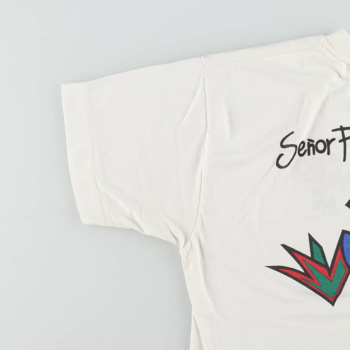~90'S Senor Frog's Art T-Shirt, Men's Size L (approx.), Vintage unclear white type Vintage Second Hand