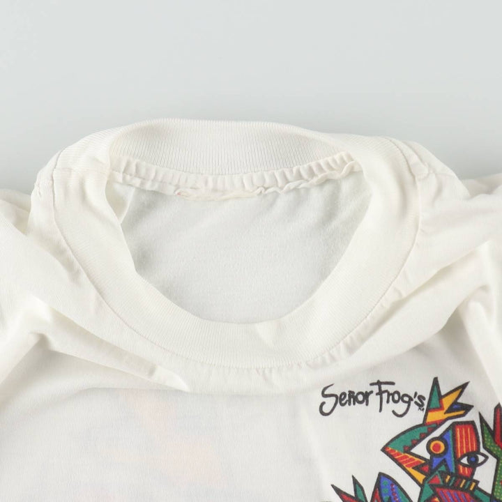 ~90'S Senor Frog's Art T-Shirt, Men's Size L (approx.), Vintage unclear white type Vintage Second Hand