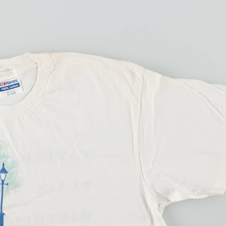 80'S Hanes THE PARK SHOP Print T-Shirt, Made in USA, Men's XL equivalent, Vintage cotton white type Vintage Second Hand
