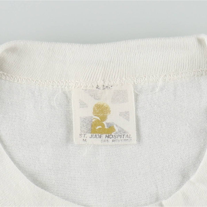 80'S ST. JUDE HOSPITAL Smile Print T-Shirt, Men's Size M (Equivalent), Vintage polyester white type Vintage Second Hand