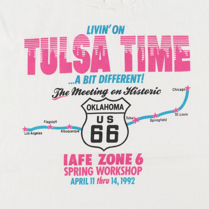 90'S Fruit of the Loom IAFE ZONE 6 SPRING WORKSHOP Print T-Shirt, Made in USA, Men's Size L (approx.), Vintage cotton white type Vintage Second Hand