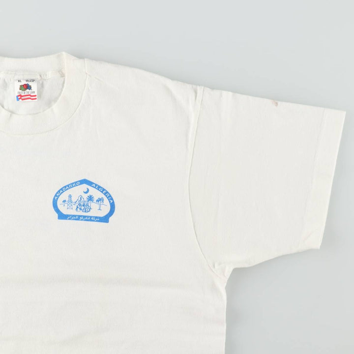 90'S Fruit of the Loom ANADARKO ALGERIA Print T-Shirt, Made in USA, Men's XL equivalent, Vintage cotton white type Vintage Second Hand
