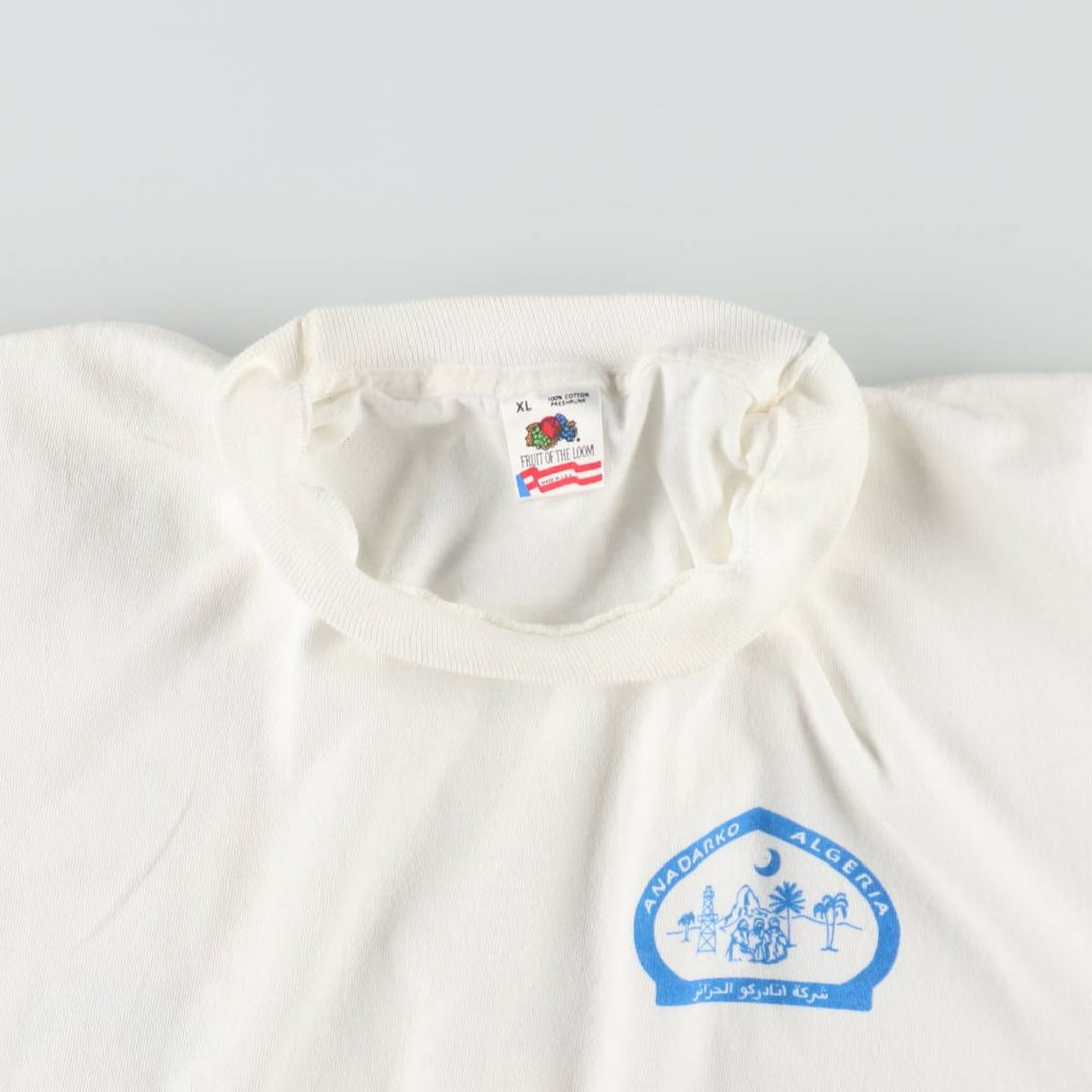 90'S Fruit of the Loom ANADARKO ALGERIA Print T-Shirt, Made in USA, Men's XL equivalent, Vintage cotton white type Vintage Second Hand