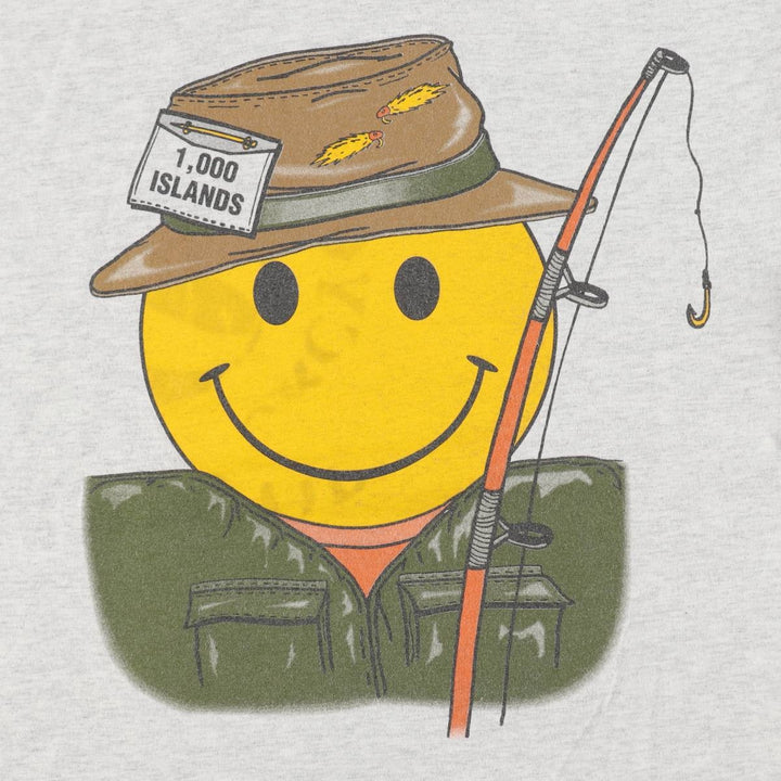 90'S Jerzees Smile Print T-Shirt, Men's Size L (approx.), Vintage cotton gray type Vintage Second Hand