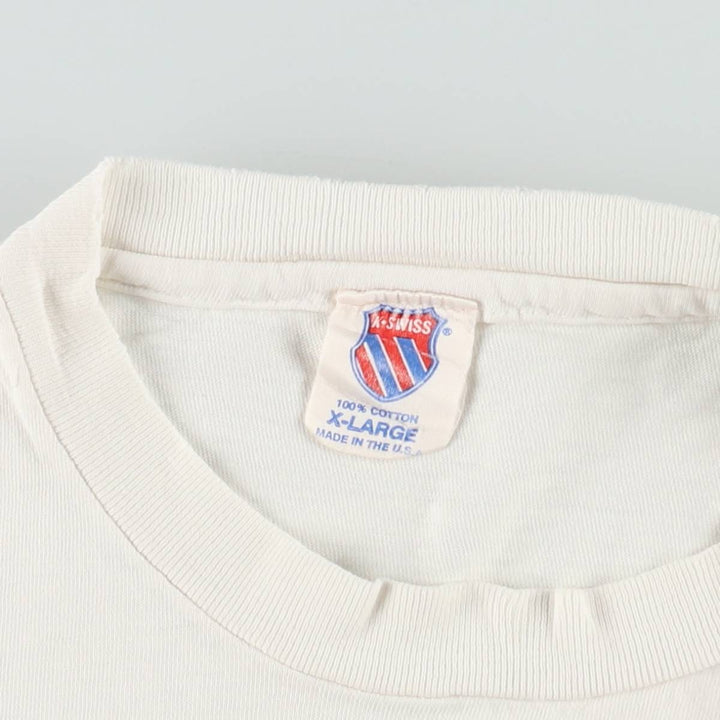 90'S K-Swiss Print T-Shirt, Made in USA, Men's XL equivalent, Vintage cotton white type Vintage Second Hand