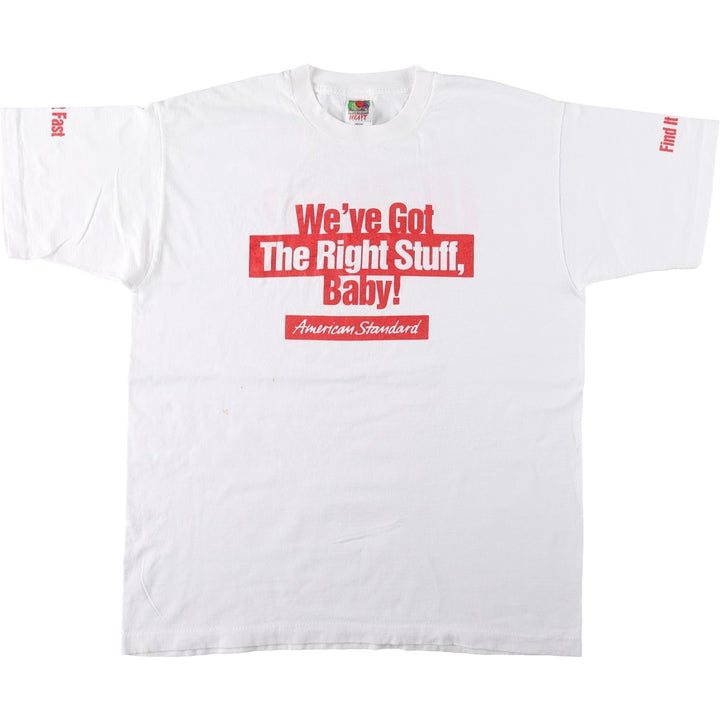 90s-00'S Fruit of the Loom advertising T-shirt, men's size XL (approx.) cotton white type Vintage Second Hand