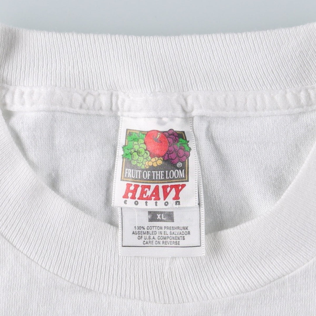 90s-00'S Fruit of the Loom advertising T-shirt, men's size XL (approx.) cotton white type Vintage Second Hand