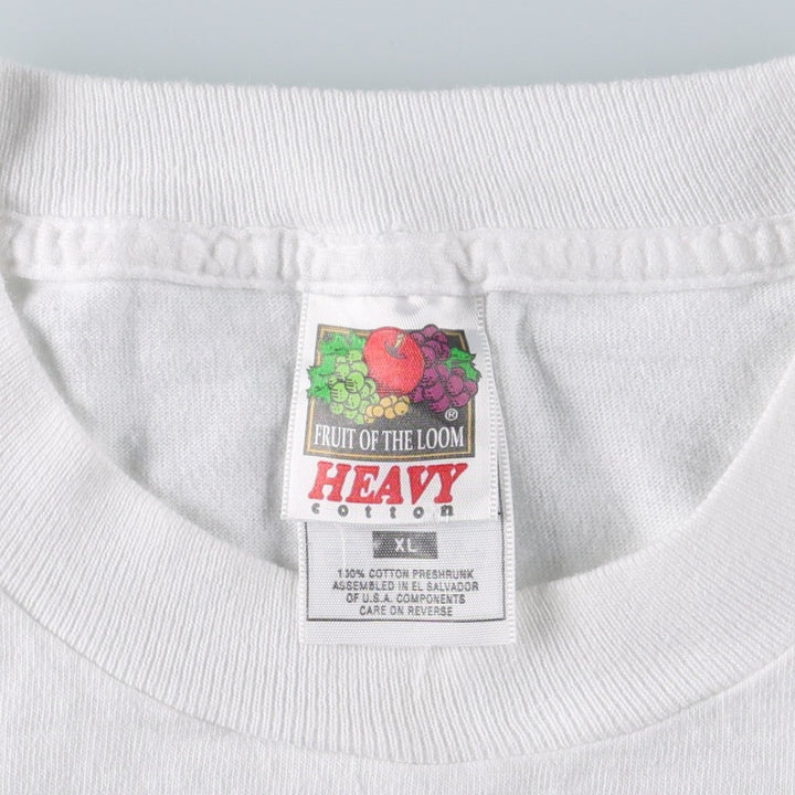 90s-00'S Fruit of the Loom advertising T-shirt, men's size XL (approx.) cotton white type Vintage Second Hand